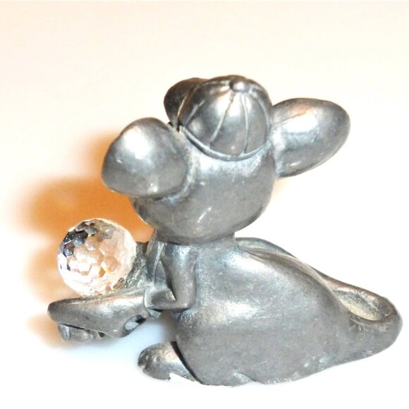 JW2 - Signed SCM Pewter MOUSE # A9 Vintage Mouse Vintage Pewter Crystal Ball - Picture 3 of 6